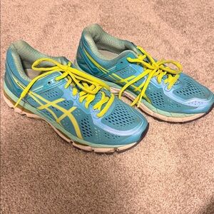 ASICS Women's Turquoise and Lime Athletic Shoes